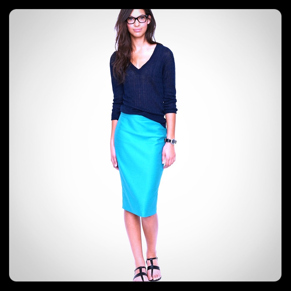 J Crew No. 2 Wool Pencil Skirt - Teal